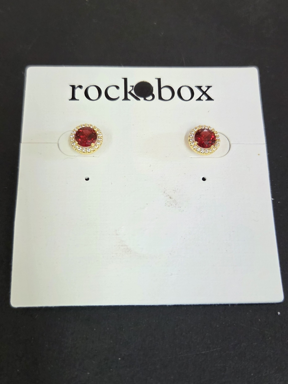 Rockbox Gold-Tone Red Crystal Halo Stud Earrings